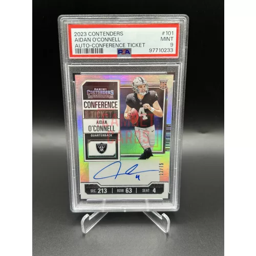 Aidan O’Connell /75 on card aláírt PSA 9 NFL amerikai foci kártya – 2023 Panini Contenders  – Las Vegas Raiders