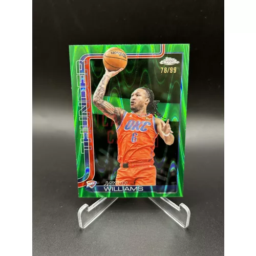 Jaylin Williams #105 – 2024-25 Topps Chrome Green Refractor /99 – Oklahoma City Thunder
