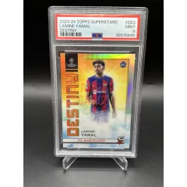   RC Lamine Yamal Destiny Case Hit PSA 9 focis kártya - 2023-24 Topps Superstars - FC Barcelona