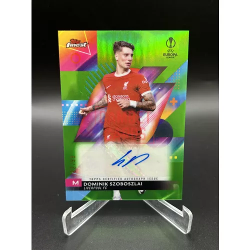 Szoboszlai Dominik /99 Green aláírt focis kártya – 2023-24 Topps Finest – Liverpool