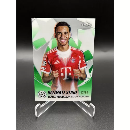 Jamal Musiala /99 Ultimate Stage focis kártya – 2025-26 Topps Chrome UCC – Bayern München