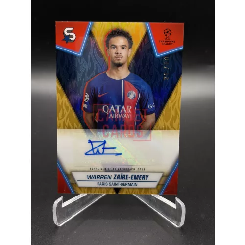 Warren Zaïre-Emery /50 aláírt focis kártya – 2023/24 Topps Superstars UCC – Paris Saint-Germain