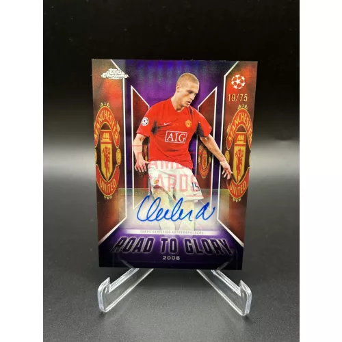 Nemanja Vidic /75 Road To Glory aláírt focis kártya – 2025-26 Topps Chrome UEFA Club Competitions – Manchester United