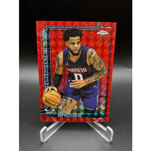 Miles Bridges /5 red geometric NBA kosaras kártya – 2025-26 Topps Chrome Basketball – Charlotte Hornets