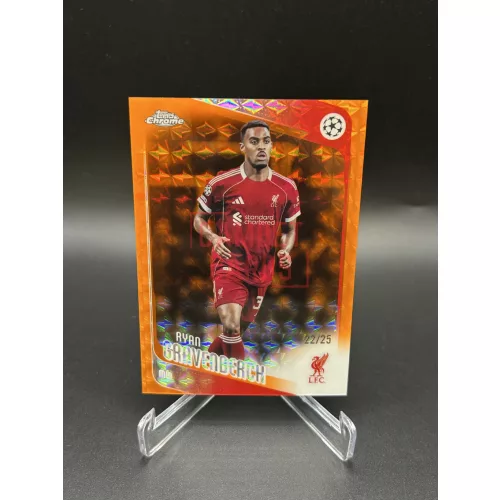 Ryan Gravenberch /25 Orange Geometric focis kártya – 2025-26 Topps Chrome UEFA Club Competitions – Liverpool FC