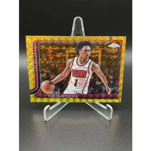 Amen Thompson /50 Gold Geometric NBA kosaras kártya – 2025-26 Topps Chrome Basketball – Houston Rockets