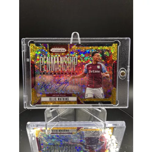 Ollie Watkins /10 aláírt focis kártya - 2024-25 Panini Prizm Premier League Penmanship Signatures Gold Breakaway