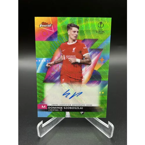 Szoboszlai Dominik /99 Green Wave aláírt focis kártya – 2023-24 Topps Finest – Liverpool #3