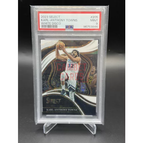 Karl-Anthony Towns Courtside White Disco Kártya PSA MINT 9 – 14/75 – 2023-24 Panini Select – Minnesota Timberwolves