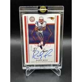   Randy Moss /15 on card aláírt NFL kártya – 2022 Panini Encased – New England Patriots