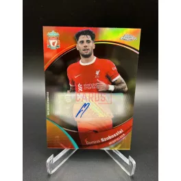   Dominik Szoboszlai /50 Gold aláírt focis kártya – 2023-24 Topps Liverpool FC Chrome – Liverpool FC