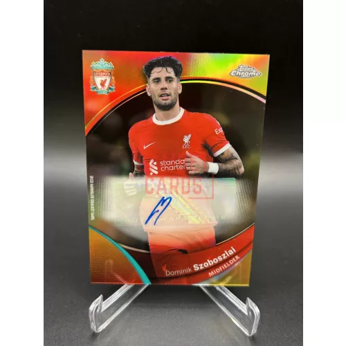 Dominik Szoboszlai /50 Gold aláírt focis kártya – 2023-24 Topps Liverpool FC Chrome – Liverpool FC