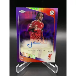   Jeremie Frimpong /75 aláírt focis kártya – 2025-26 Topps Chrome UEFA Club Competitions Auto – Liverpool FC