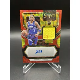   RC Keyonte George Red aláírt mezdarabos NBA kosaras kártya - 2023/24 Panini Select - Utah Jazz 