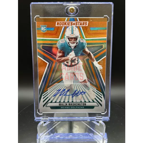 Malik Washington /199 aláírt NFL amerikai foci kártya - 2024 Panini Rookies Stars - Miami Dolphins