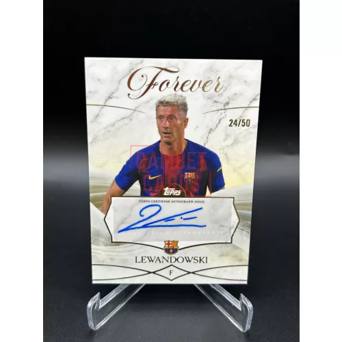 Robert Lewandowski /50 aláírt focis kártya – 2025-26 Topps Forever FC Barcelona – FC Barcelona