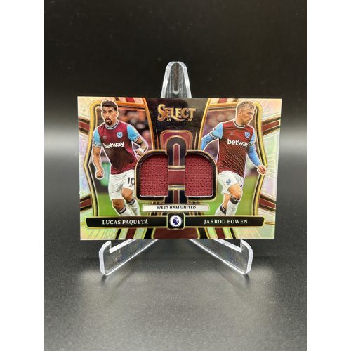 Dual Swatches Lucas Paqueta – Jarrod Bowen mezdarabos foci kártya - 2024-25 Panini Select Premier League