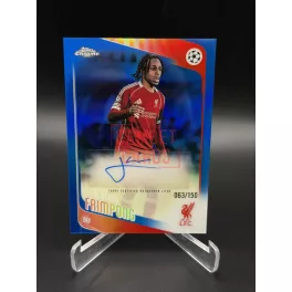   Jeremie Frimpong /150 aláírt focis kártya – 2025-26 Topps Chrome UEFA Club Competitions Auto – Liverpool FC