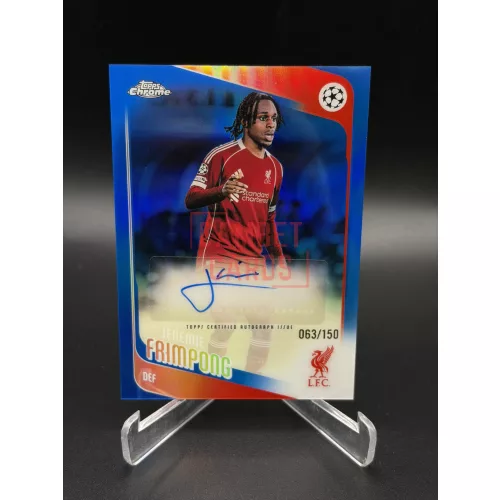 Jeremie Frimpong /150 aláírt focis kártya – 2025-26 Topps Chrome UEFA Club Competitions Auto – Liverpool FC